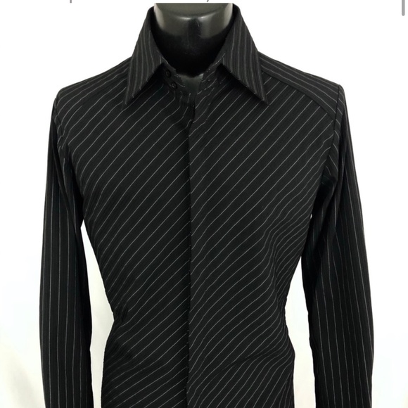 7 Diamonds Men’s Long Sleeved Button Up Collared Black Silver Shirt S XXXL - Picture 1 of 9
